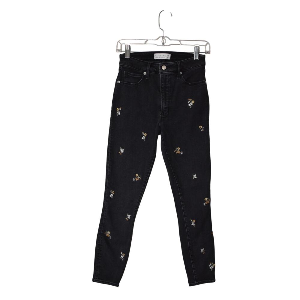 Abercrombie & Fitch High Rise Super Skinny Ankle Black Sz 0